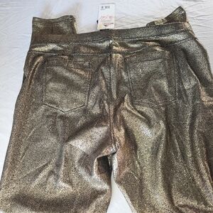 Hue Gold Metallic Leggings XL NWT Shiny Stretch Pull On Pants